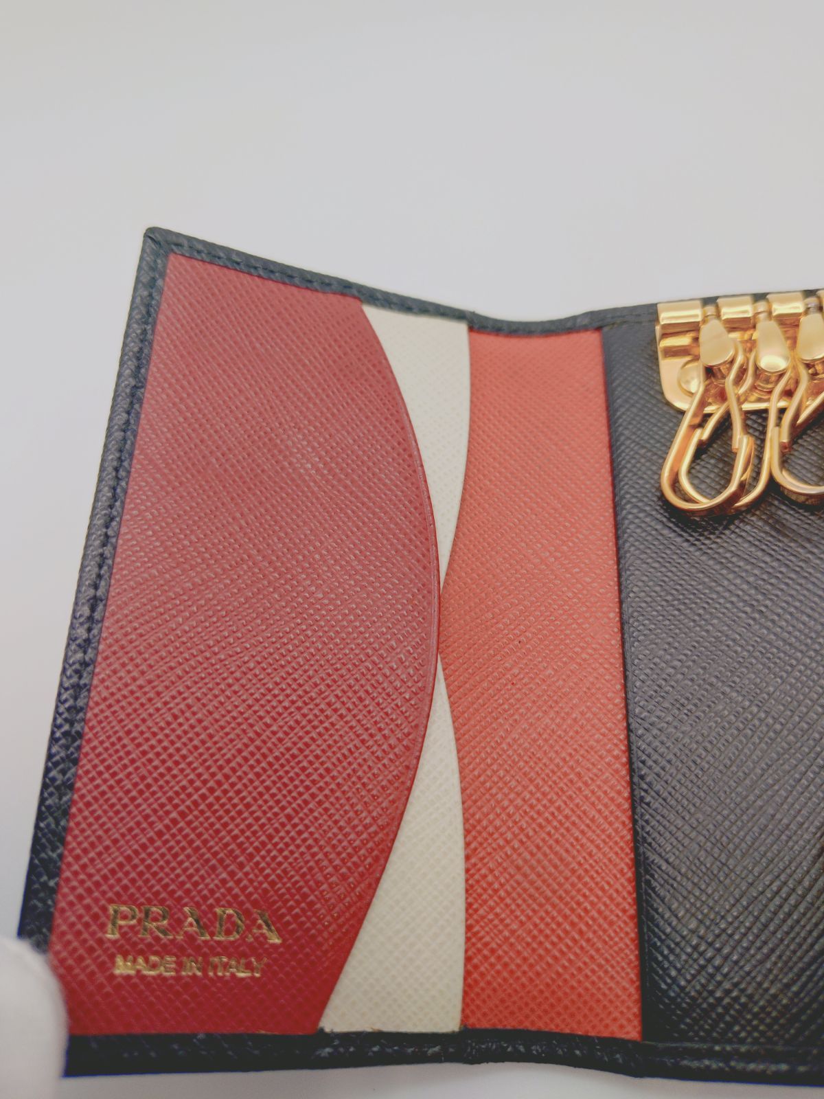 美品】プラダ PRADA サフィアーノ マルチカラー 4連キーケース