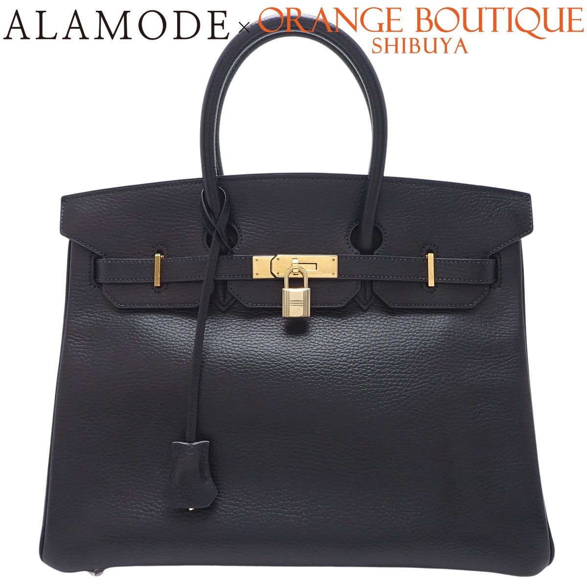 HERMES(エルメス) バーキン35 ブラック黒 アルデンヌ ゴールド金具 □F刻印 ハンドバッグ レディース 40802197755【中古】【アラモード】