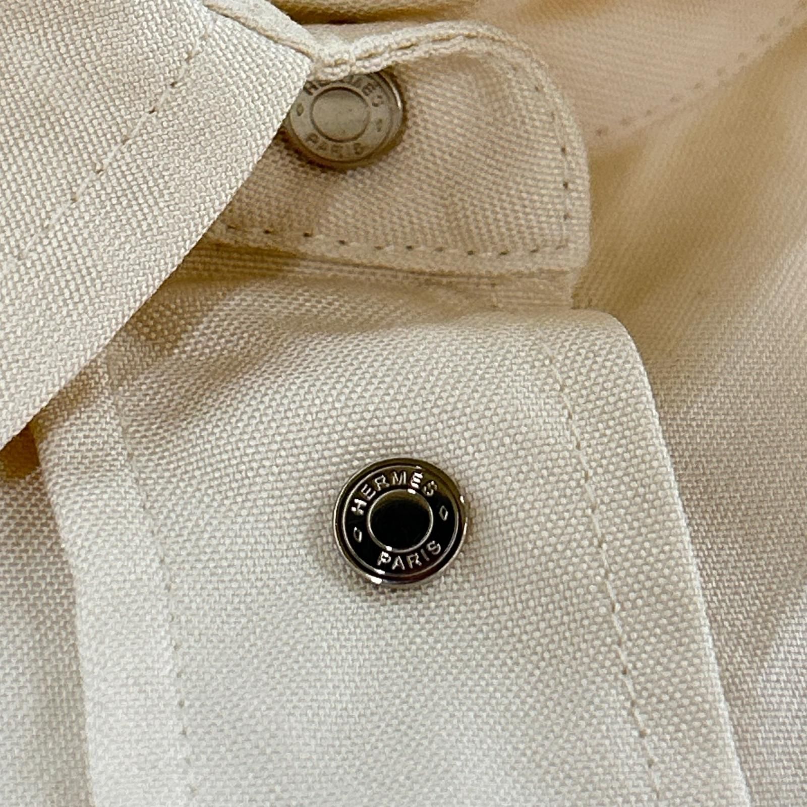 HERMES エルメス 66-7315 シルク セリエ釦 ノースリーブワンピース 36 