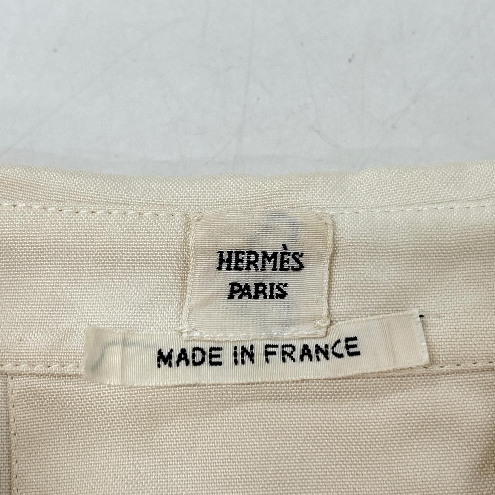 HERMES エルメス 66-7315 シルク セリエ釦 ノースリーブワンピース 36 