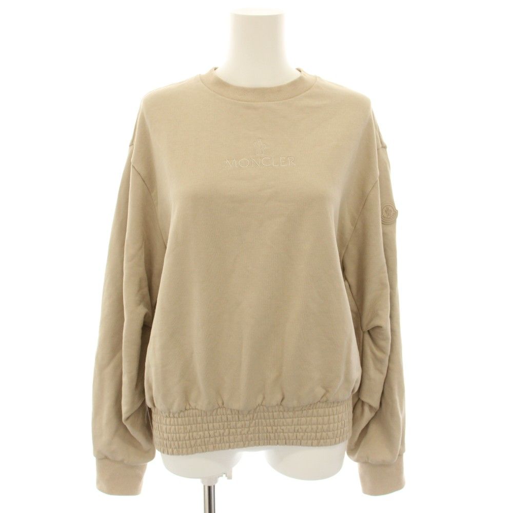 モンクレール MONCLER コットンクルーネックスウェットシャツ Cotton crew-neck sweatshirt トレーナー 長袖 ロゴ刺繍 S ベージュ K10938G00006 /YT23