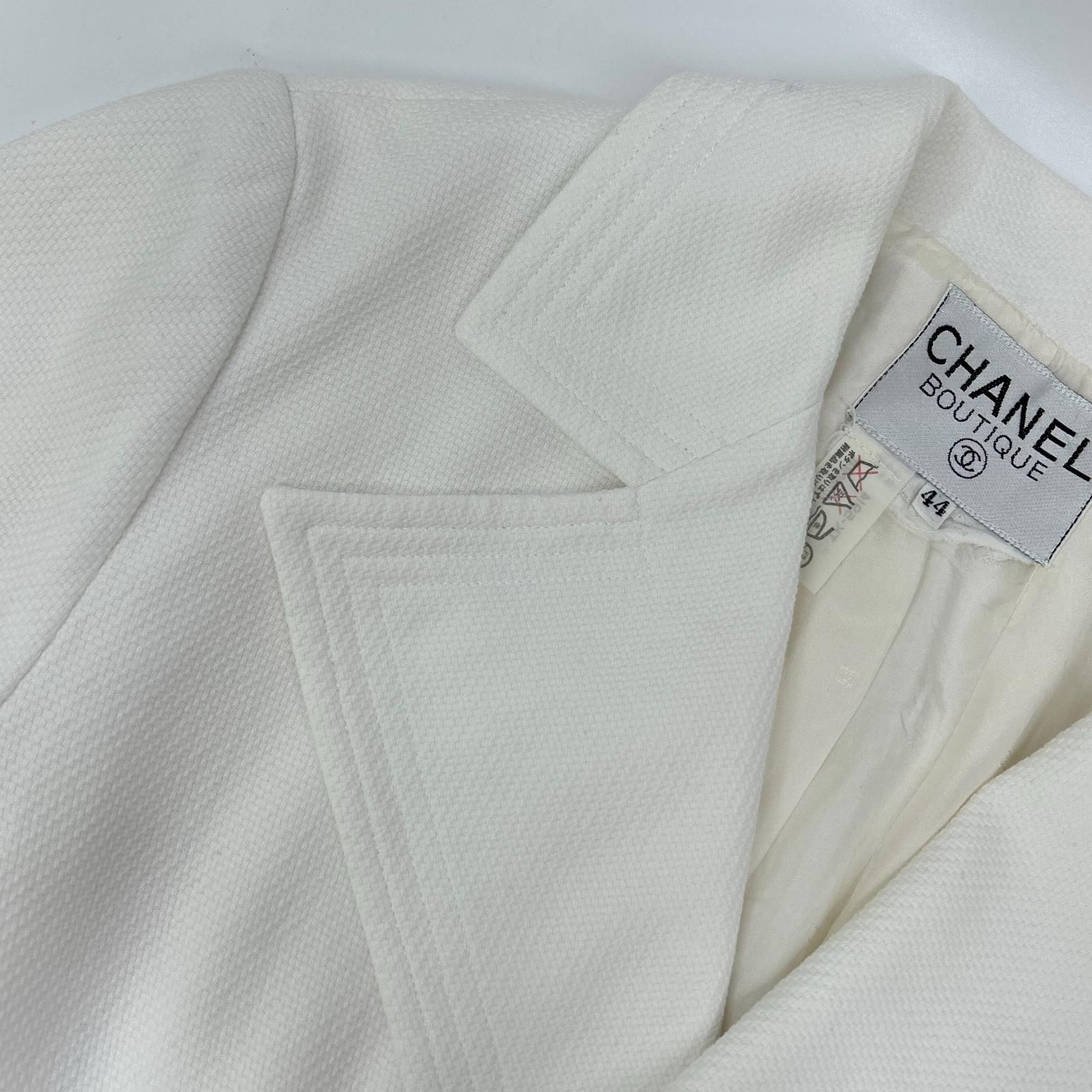 CHANEL シャネル VINTAGE ホワイト 金釦 テーラードジャケット 44