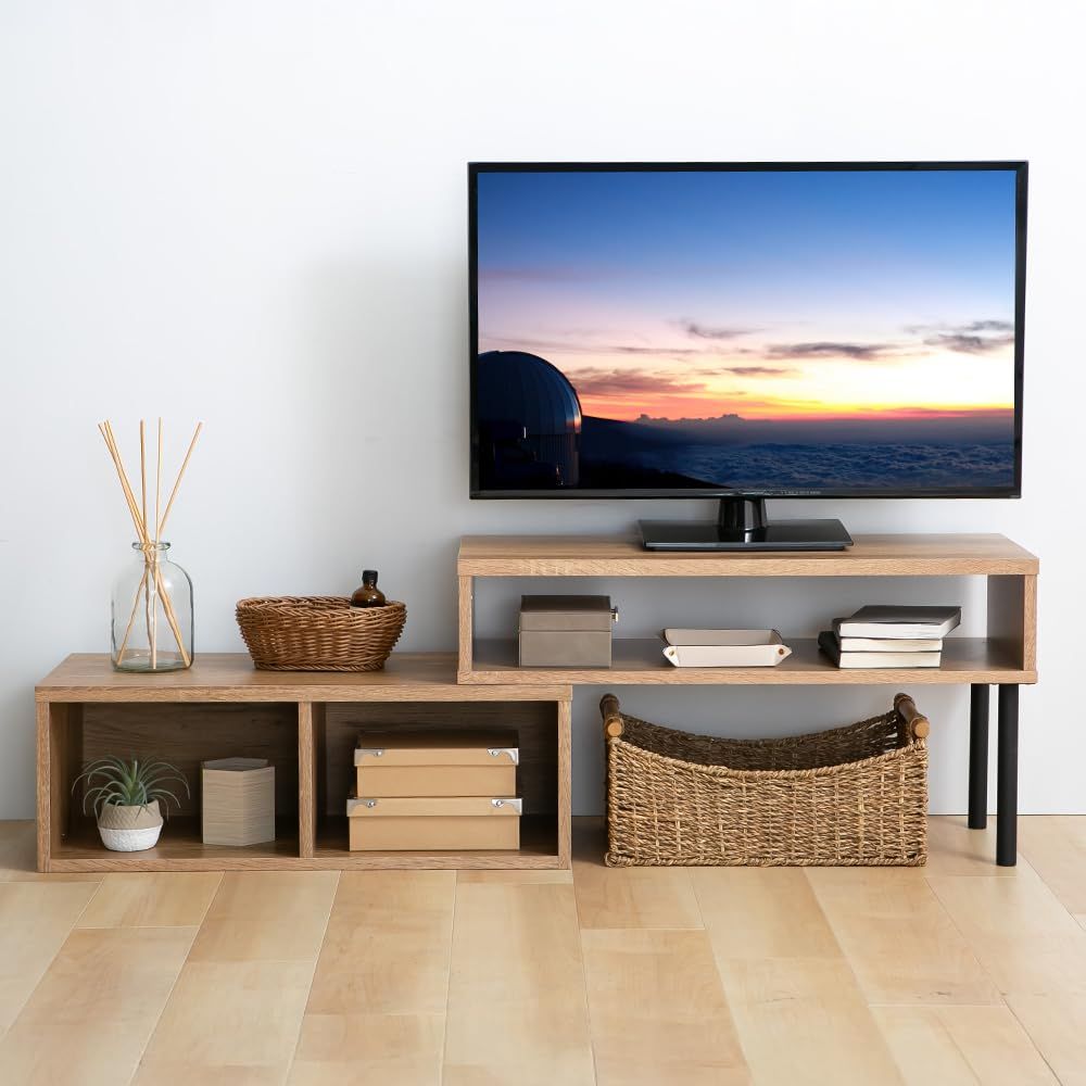 アイリスプラザ 伸縮テレビ台 テレビ台 テレビボード ローボード 伸縮 角度自由 幅約75?133cm ナチュラル PSTD75 ~SMART COLLECTION~mt a32204b5