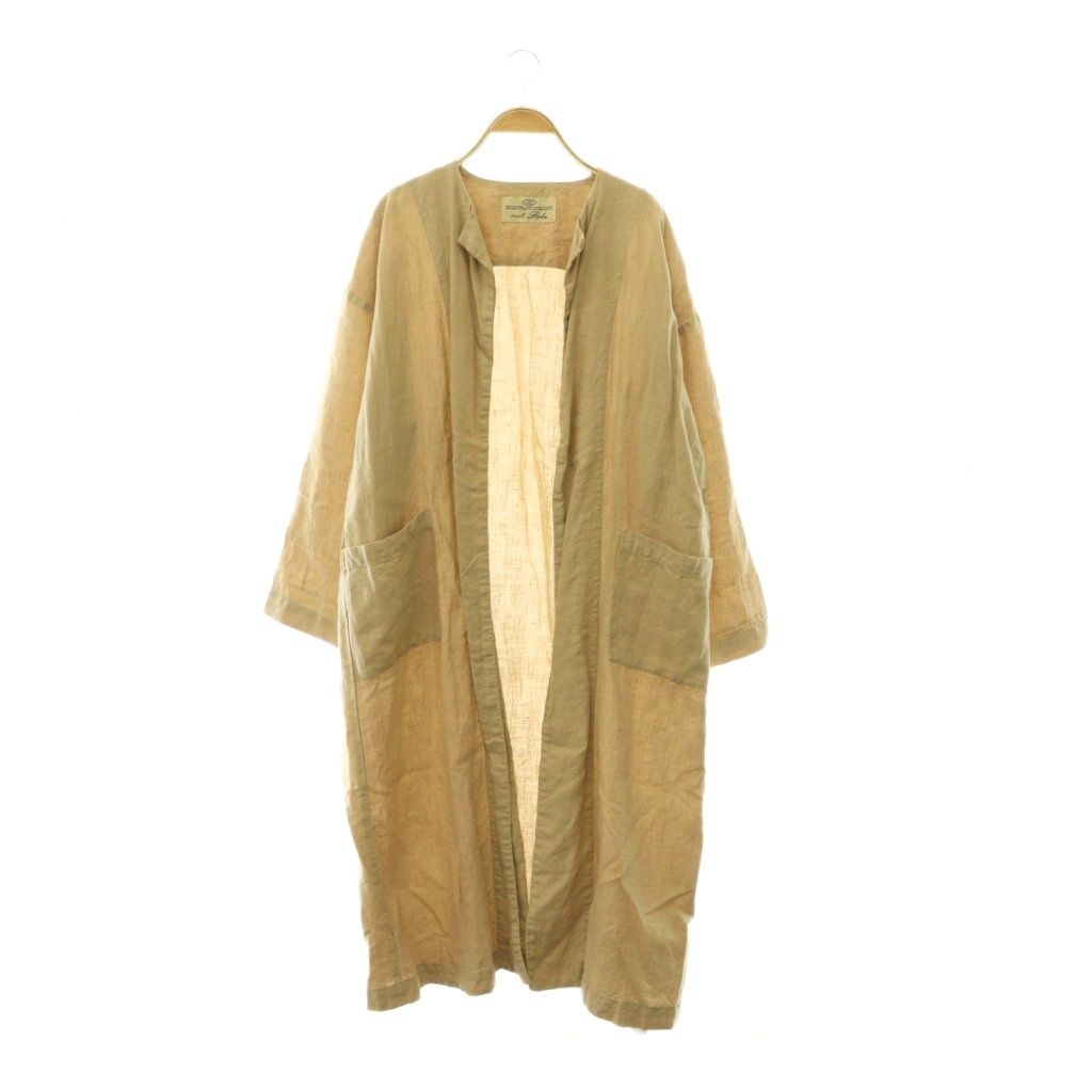 ネストローブ nest Robe リネンノーカラーロングコート スプリング