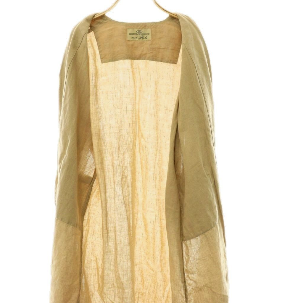 ネストローブ nest Robe リネンノーカラーロングコート スプリング