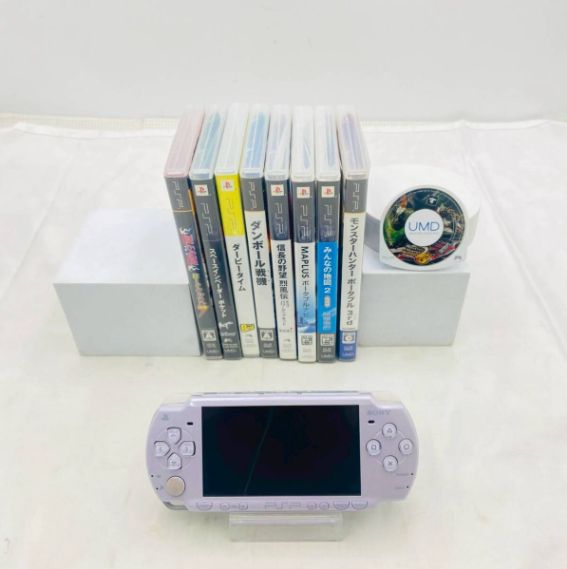 【送料無料】PSP-2000 本体＋人気ソフト9本セット モンハン3rd 信長の野望 BLEACH ダンボール戦機など PSP ソニー 動作未確認 現状品