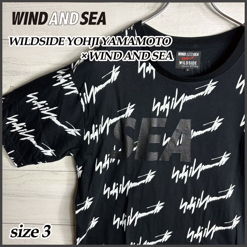 WILDSIDE YOHJI YAMAMOTO ワイルドサイド ヨウジヤマモト× WIND AND SEA ウィンダンシー 22SS MONOGRAM PRINT T-SHIRT Tシャツ 3 コットン 総柄 モノグラムプリントTシャツ コラボプリントTシャツ