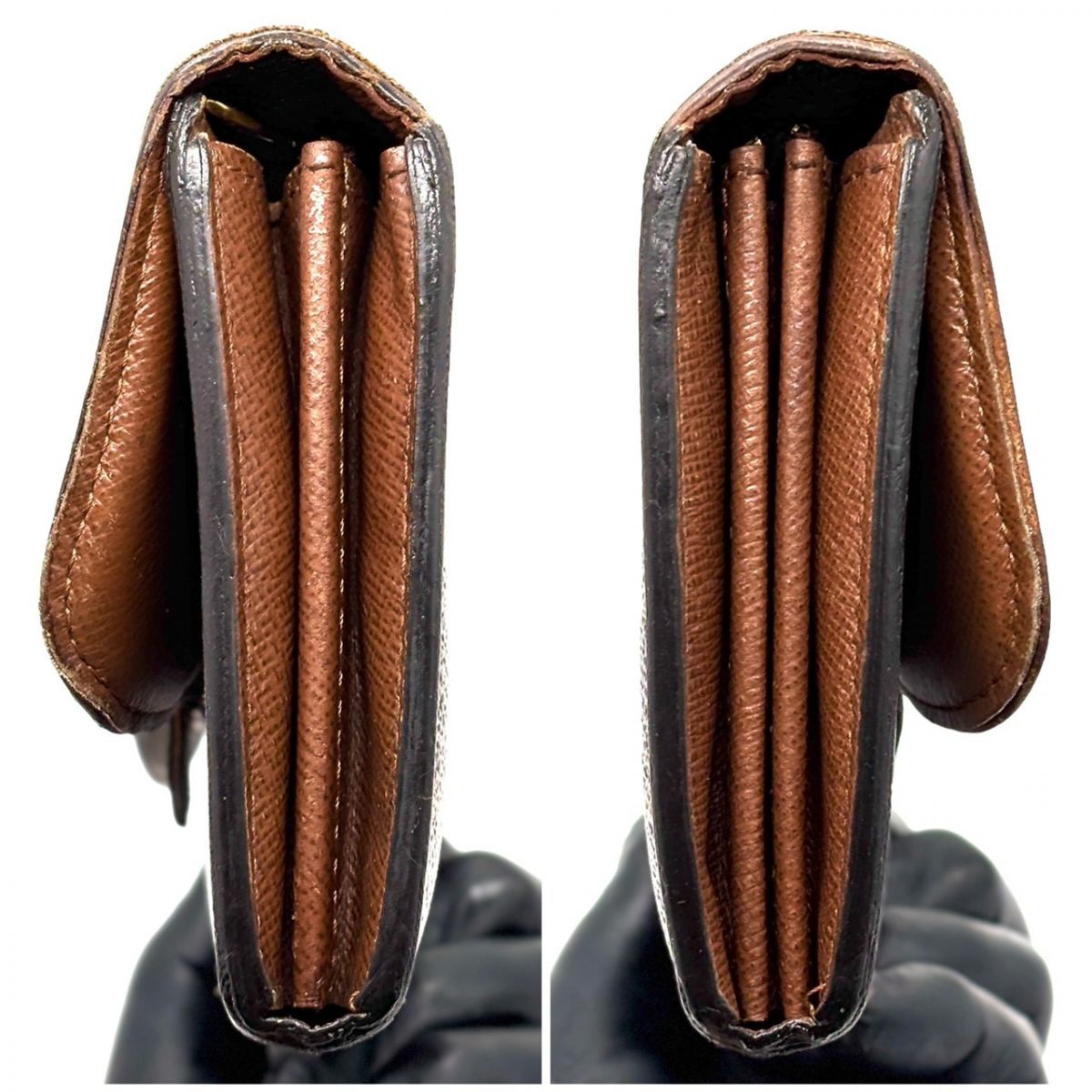 【時を重ねた艶を纏う】　LOUIS VUITTON　長財布 モノグラム ポルトフォイユ ボエシ ターンロック ヌメ革 ゴールド金具 16カード　ブラウン｜長財布