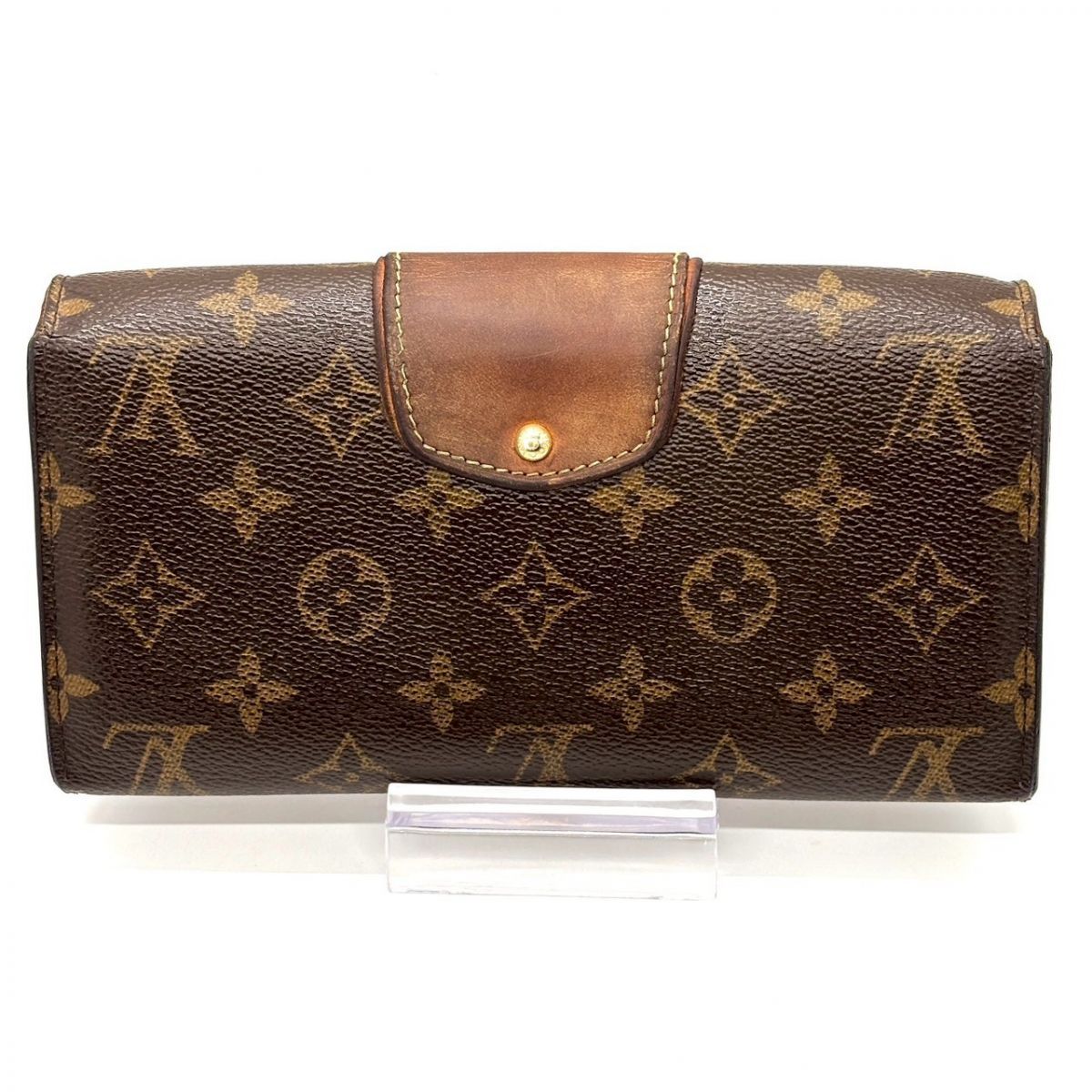 【時を重ねた艶を纏う】　LOUIS VUITTON　長財布 モノグラム ポルトフォイユ ボエシ ターンロック ヌメ革 ゴールド金具 16カード　ブラウン｜長財布
