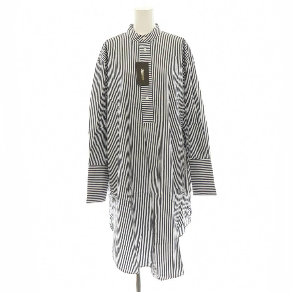 Lisiere L'Appartement リジェール アパルトモン FEMME Stripe Long Shirt シャツ ロング ストライプ 長袖 ネイビー ホワイト /HK ■OS