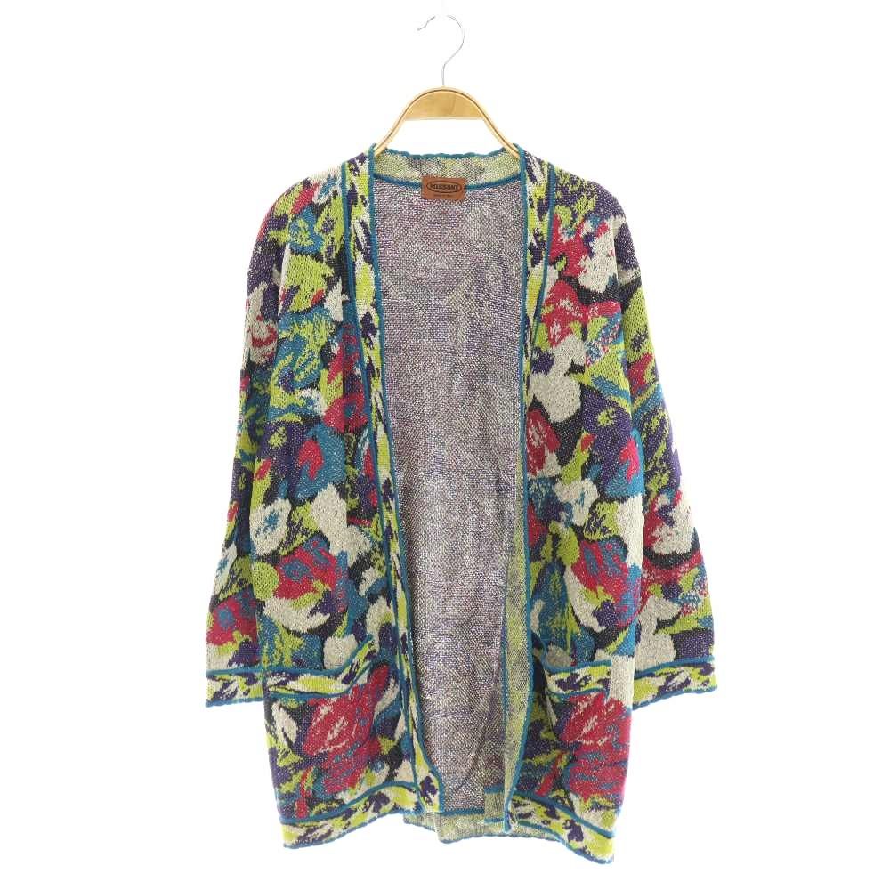 ミッソーニ MISSONI 総柄 ニット ロングカーディガン コットン S