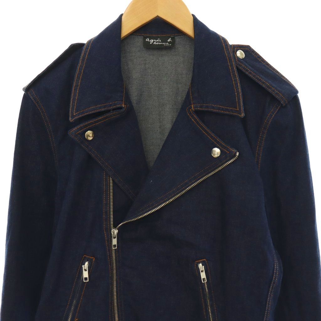 アニエスベーオム Agnes b. homme デニムライダースジャケット ジップ