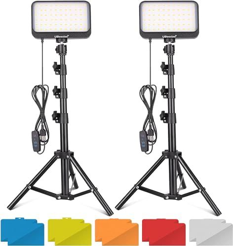 【新品】UBeesize LED撮影用ライト 2packsセット 8インチビデオライト 俯瞰撮影 三脚 カラーフィルター5色付き ledライト YouTube/Tik Tok/ins/生放送/ゲーム実況/照明/ビデオ撮影に対応 (35ー145 a7f72fa5