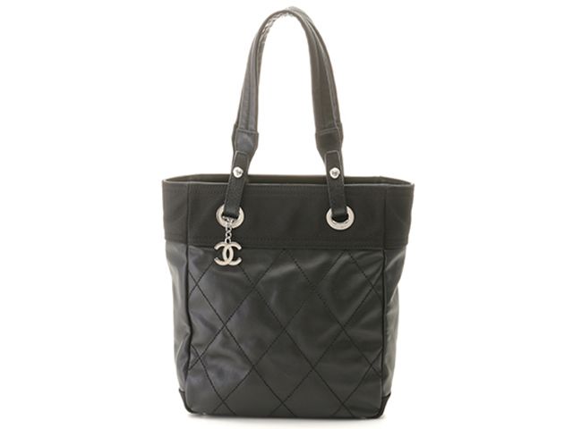 CHANEL シャネル バッグ パリビアリッツ トートPM ブラック/SV ﾊﾞｯｸﾞ A34028 ハンドバッグ コーティングキャンバス/ナイロン ブラック レディース【中古】