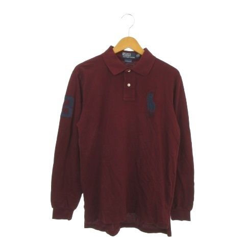 ポロ バイ ラルフローレン Polo by Ralph Lauren ポロシャツ M 赤 ボルドー ポロ襟 長袖 ビッグポニー /AO3 ■ECD006