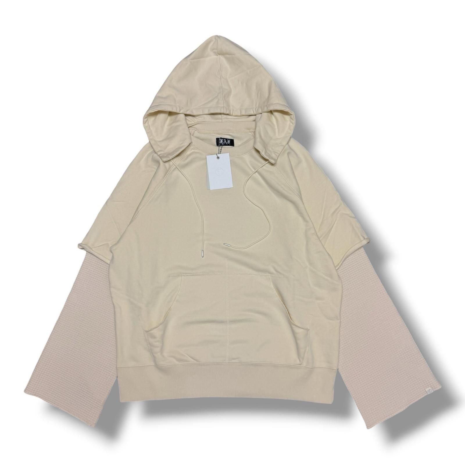 参考上代26400円 未使用 FAF(Fake As Flowers) Double Sleeve Hoodie ダブルスリーブフーディー スウェットパーカー エフエーエフ(フェイクアスフラワーズ) 33421208 エクリュ 2 （16606M）