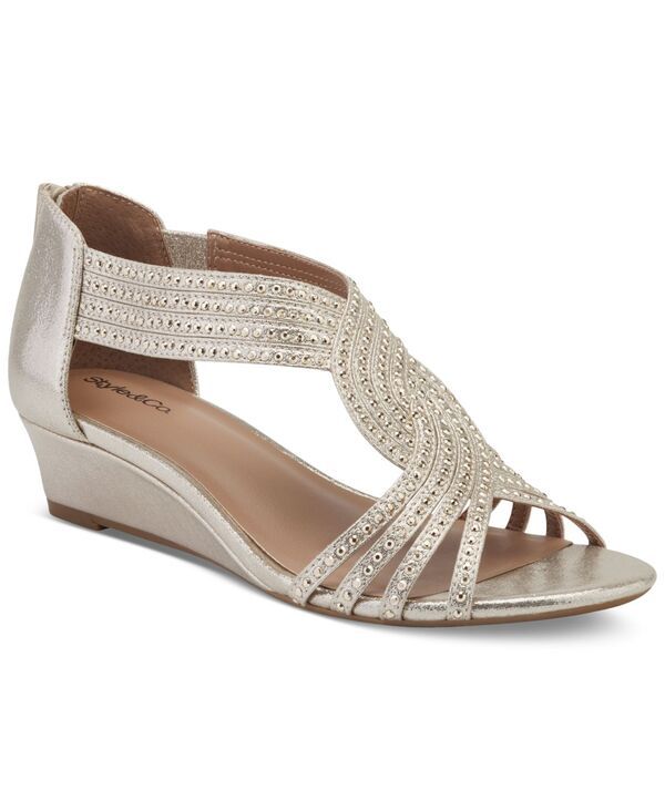スタイルアンドコー レディース シューズ サンダル Style Co Womens Ginifur Embellished Strappy Wedge Sandals Platino