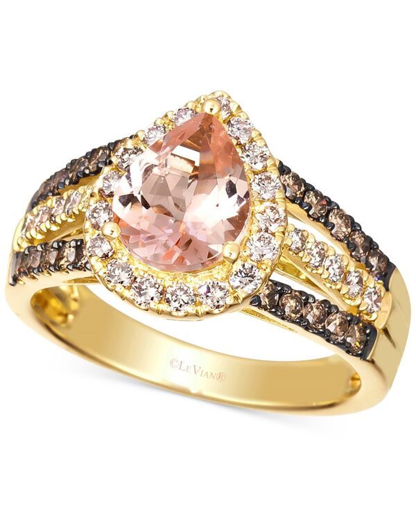 ル ヴァン レディース アクセサリー リング Le Vian Peach Morganite 1110 ctw Diamond 34 ctw Pear Halo Ring in 14k Rose Go