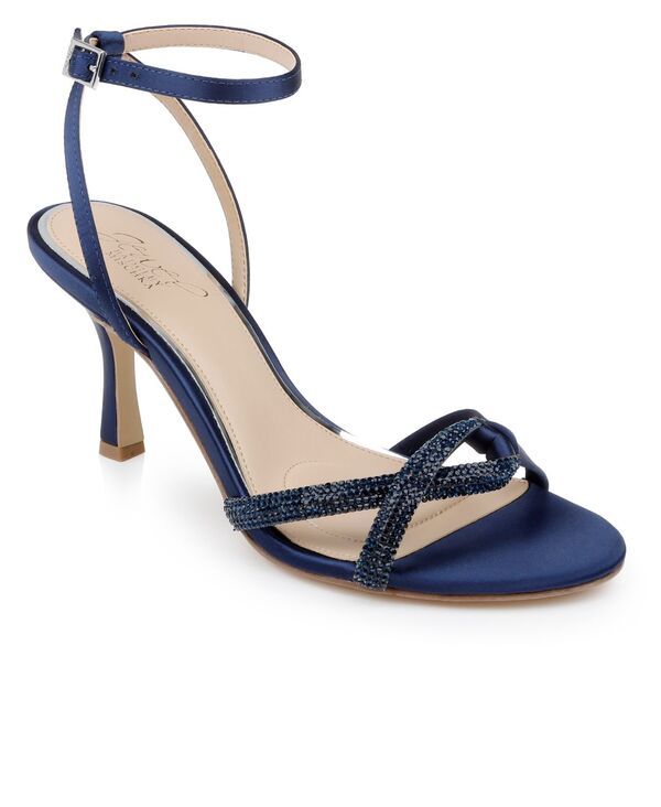 ジュウェルダグレイミシュカ レディース シューズ サンダル Jewel Badgley Mischka Womens Fiji Dress Sandals Navy Satin ネイビー