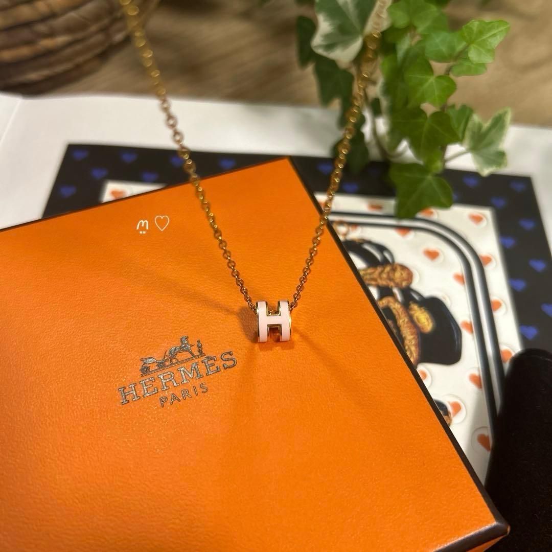 HERMESエルメス　ポップアッシュミニネックレス　ローズドラジェ　ゴールド HERMESエルメス ポップアッシュミニネックレス ローズドラジェ