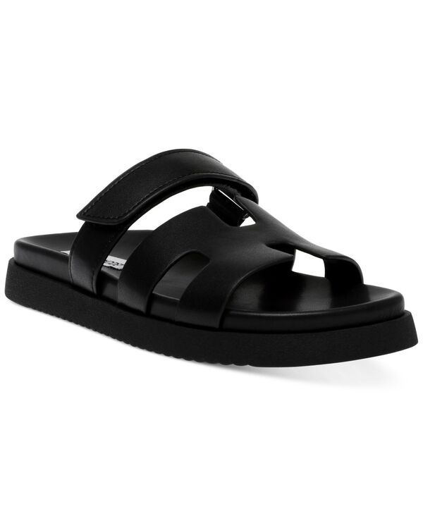 スティーブ マデン レディース シューズ サンダル Steve Madden Womens Mayven Footbed Slide Sandals Black Leather ブラック
