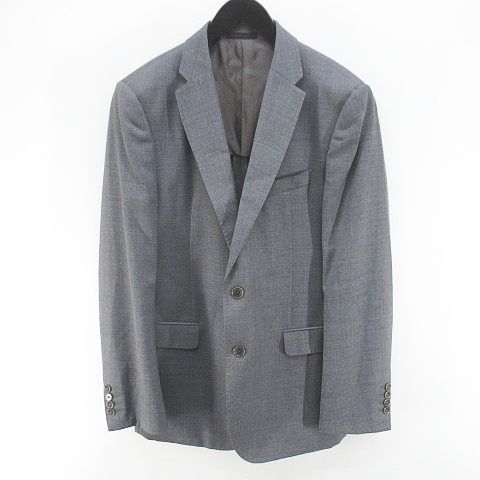 アルマーニ コレツィオーニ ARMANI COLLEZIONI セットアップ スーツ テーラード ジャケット ロングパンツ スラックス ジップフライ 背抜き 50 灰系 グレー 毛 ウール 無地