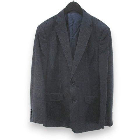 アルマーニ コレツィオーニ ARMANI COLLEZIONI セットアップ スーツ ストライプ柄 テーラード ジャケット ロングパンツ スラックス ジップフライ 50 紺系 ネイビー 毛 ウール 無地