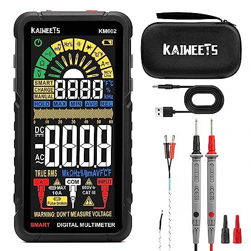 KAIWEETS テスター 充電式マルチメーター 大画面 6000カウント 直流/交流電圧 抵抗 導通 電流 静電容量 ダイオード デューティ比 温度測定 デジタルテスター★m af0b748d