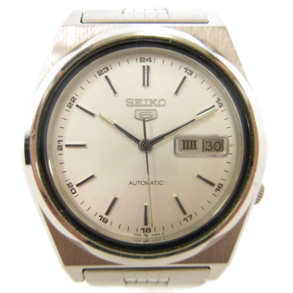 セイコー SEIKO 5 ファイブ 腕時計 自動巻き アナログ デイデイト ステンレス 7009-876A シルバーカラー
