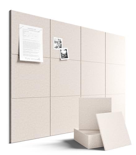 「壁に貼る 掲示板 90×120cm 12 枚セット」Fluxynara コルクボード代替品 コルクボード 掲示板 ボード DIY オフィス・家庭用 おしゃれな飾り物 強力シール 70 枚付き - オートミールｍａ