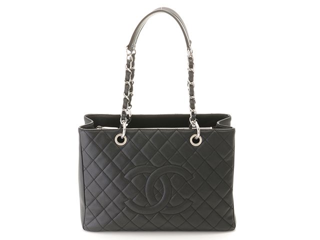 CHANEL シャネル バッグ マトラッセ GSTトート ブラック/SV キャビアスキン ﾊﾞｯｸﾞ トートバッグ キャビアスキン ブラック レディース【中古】