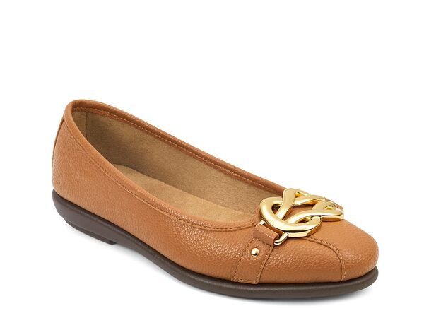 エアロソールズ レディース シューズ パンプス Aerosoles Big Bet Ballet Flat Brown Faux Leather ブラウン