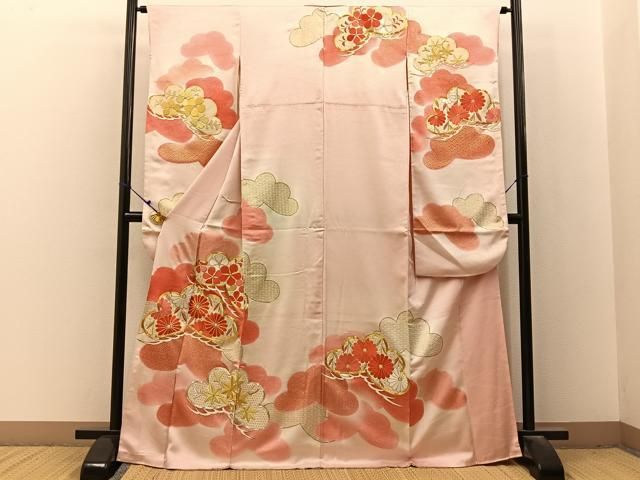 平和屋着物□豪華振袖 駒刺繍 松花文 暈し染め 金彩 正絹 逸品