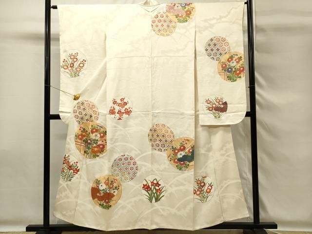 平和屋着物□小振袖 二尺袖 駒刺繍 花丸文 菊 金彩 正絹 逸品