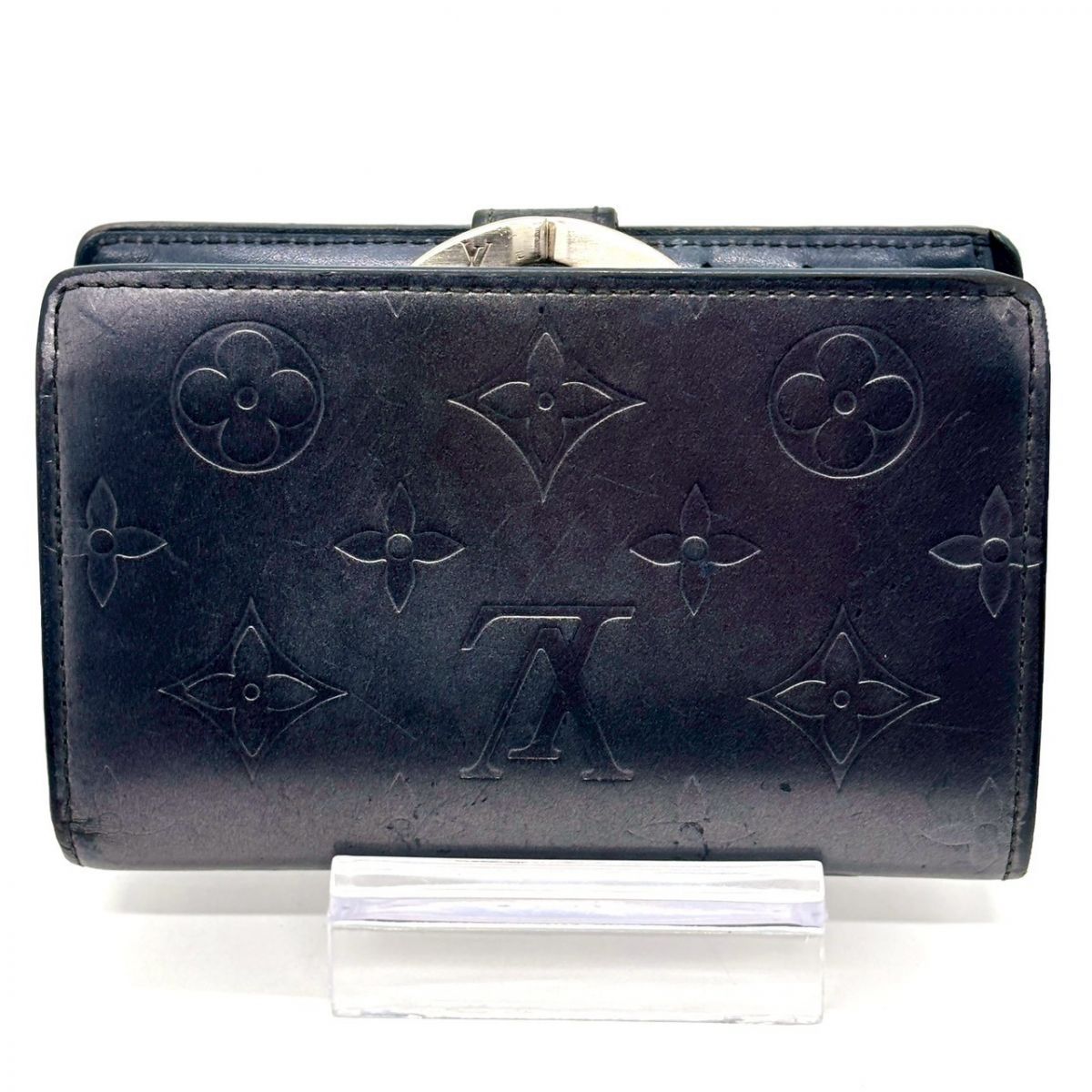 ⑥☆良品 ♪モノグラムマット ♪ガマ口♦︎折り財布♪ノワール 深い時を刻む】 LOUIS VUITTON モノグラムマット ヴィエノワ がま口 二
