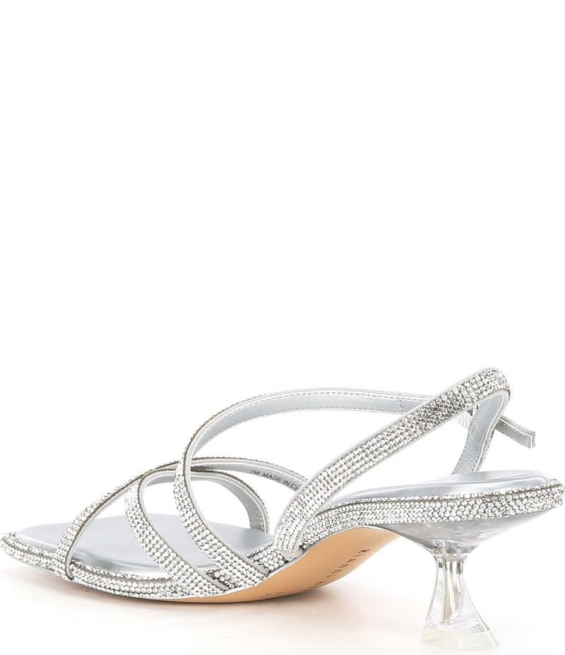 ジャンビニ レディース シューズ サンダル ヒール Gianni Bini Alyx Rhinestone Strappy Kitten Heel Dress Sandals Silver シルバー