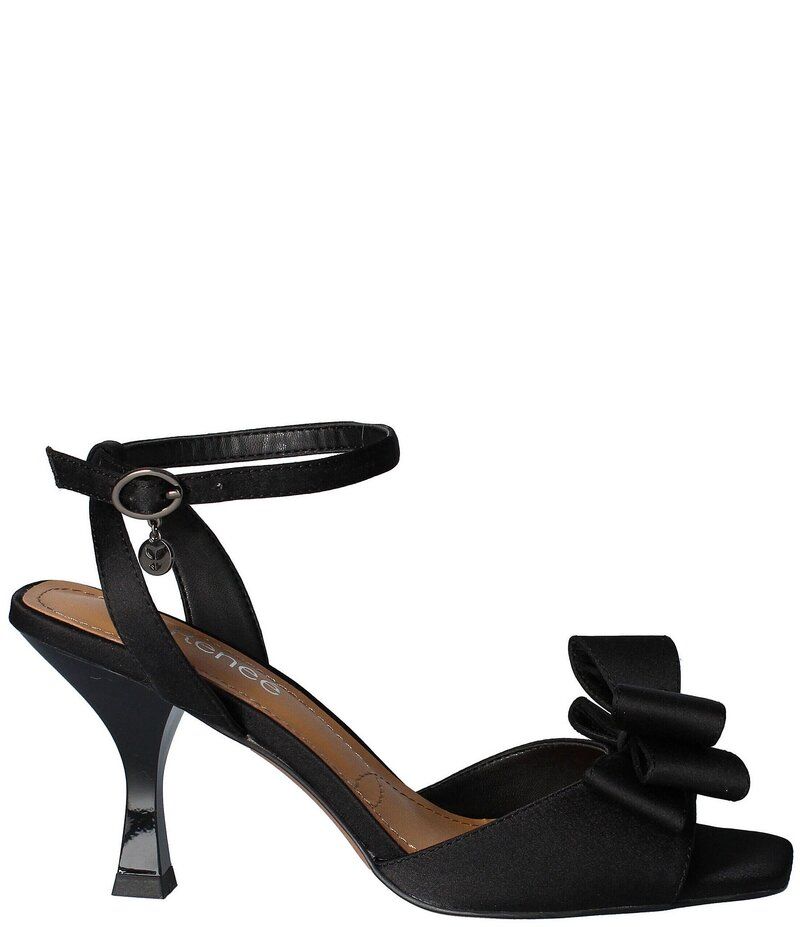 ジェイレニー レディース シューズ ヒール サンダル サテン アンクル J Renee Nishia Satin Bow Ankle Strap Dress Sandals Black Satin ブ