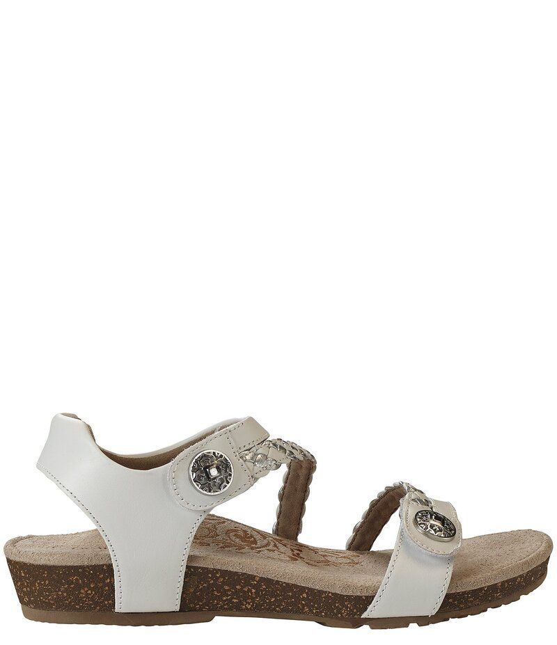 エイトレックス レディース シューズ サンダル Aetrex Jillian Braided Wedge Sandals White ホワイト