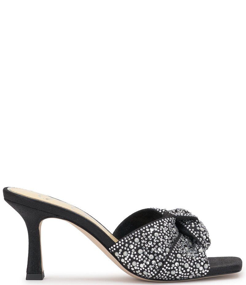 ジェシカシンプソン レディース シューズ サンダル Jessica Simpson Evirra Rhinestone Pearl Knottedresslide Sandals Black ブラック