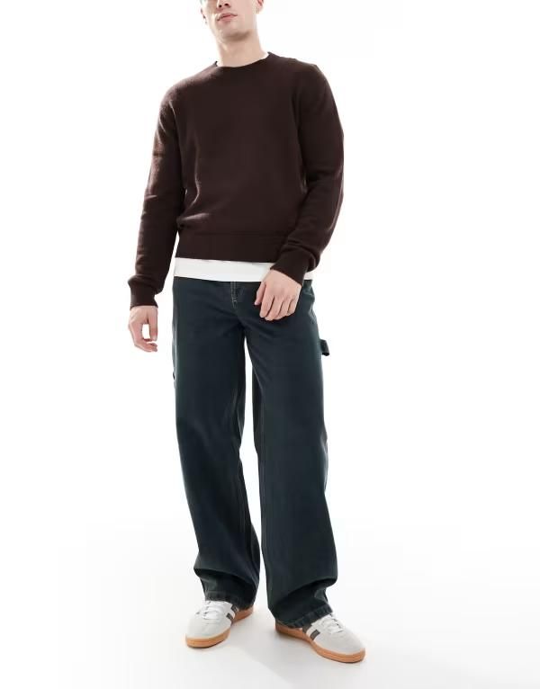 コルージョン メンズ ボトムス デニムパンツ ジーンズ COLLUSION X011 carpenter mid rise jeans in grunge green wash Grunge Gree