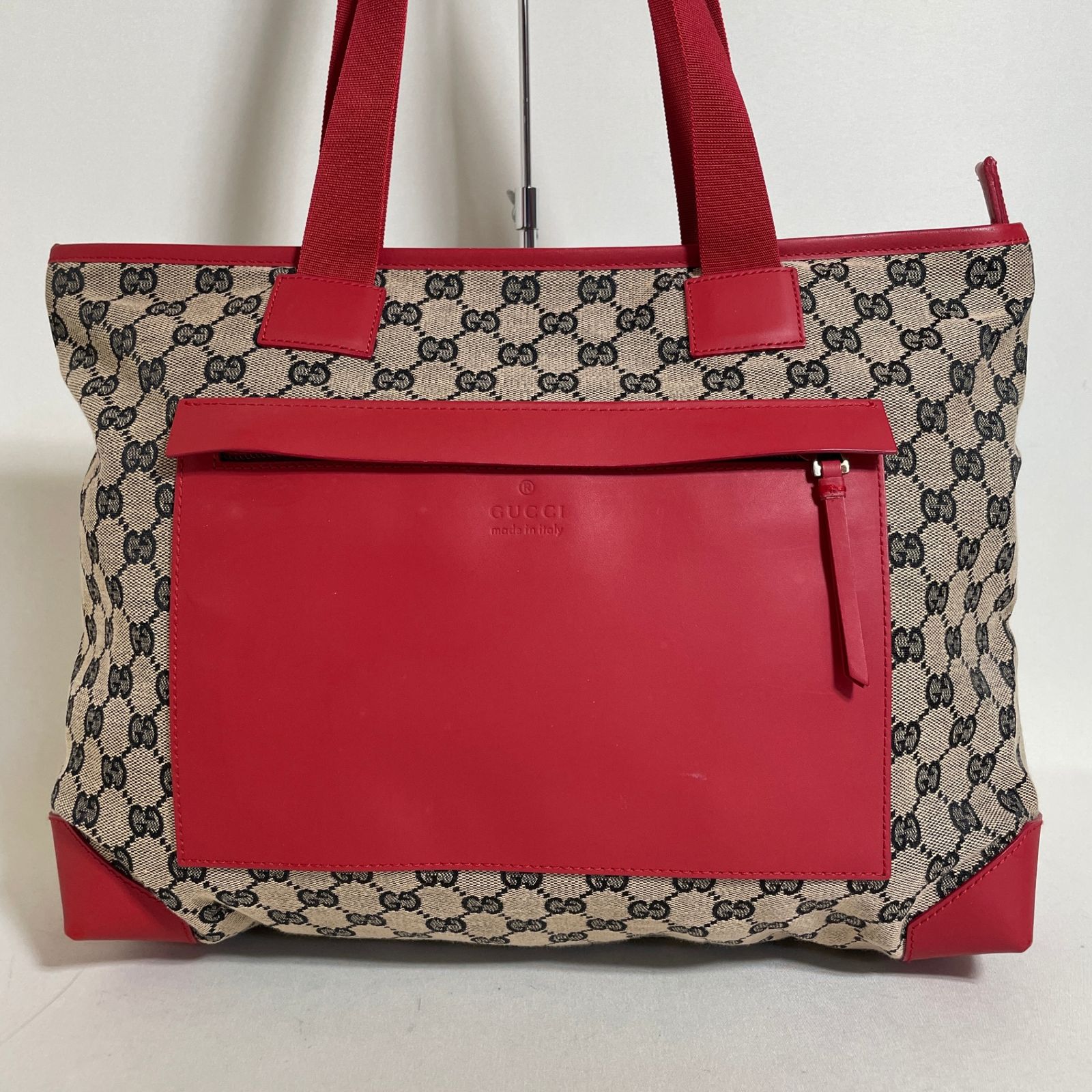 2605-308｜美品｜グッチ GGキャンバス トートバッグ レッド - メルカリ