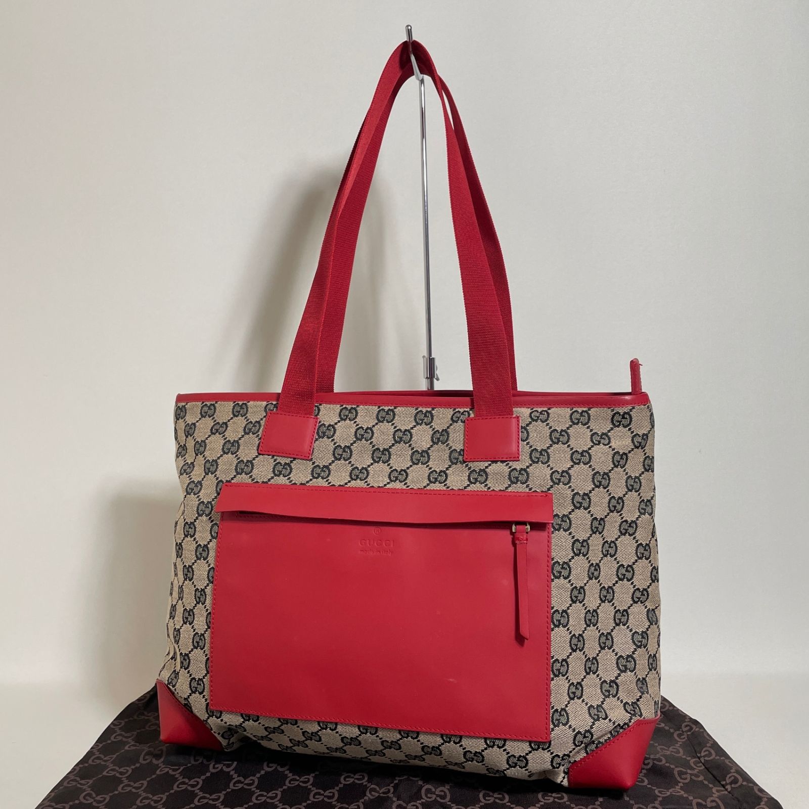 2605-308｜美品｜グッチ GGキャンバス トートバッグ レッド - メルカリ