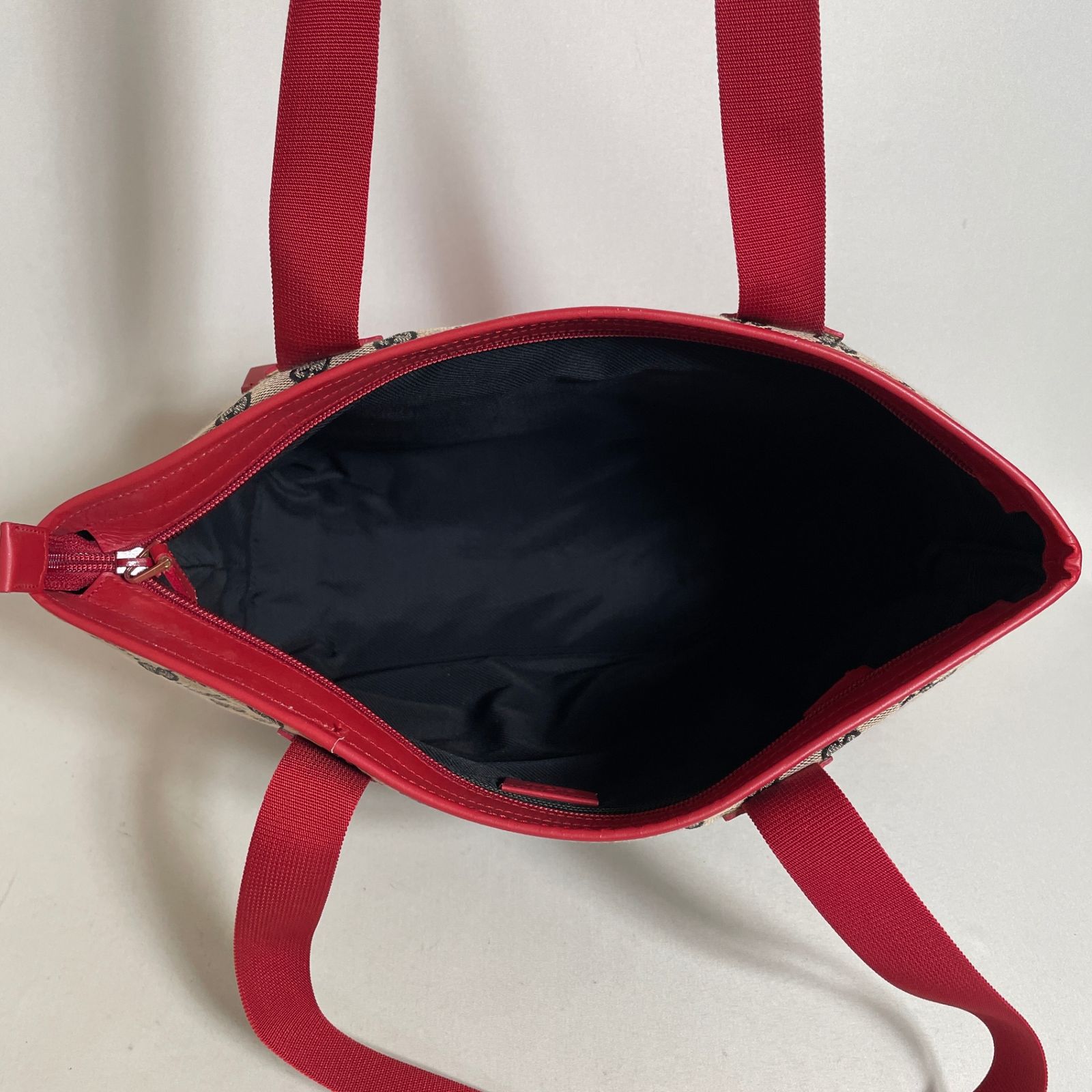 2605-308｜美品｜グッチ GGキャンバス トートバッグ レッド - メルカリ