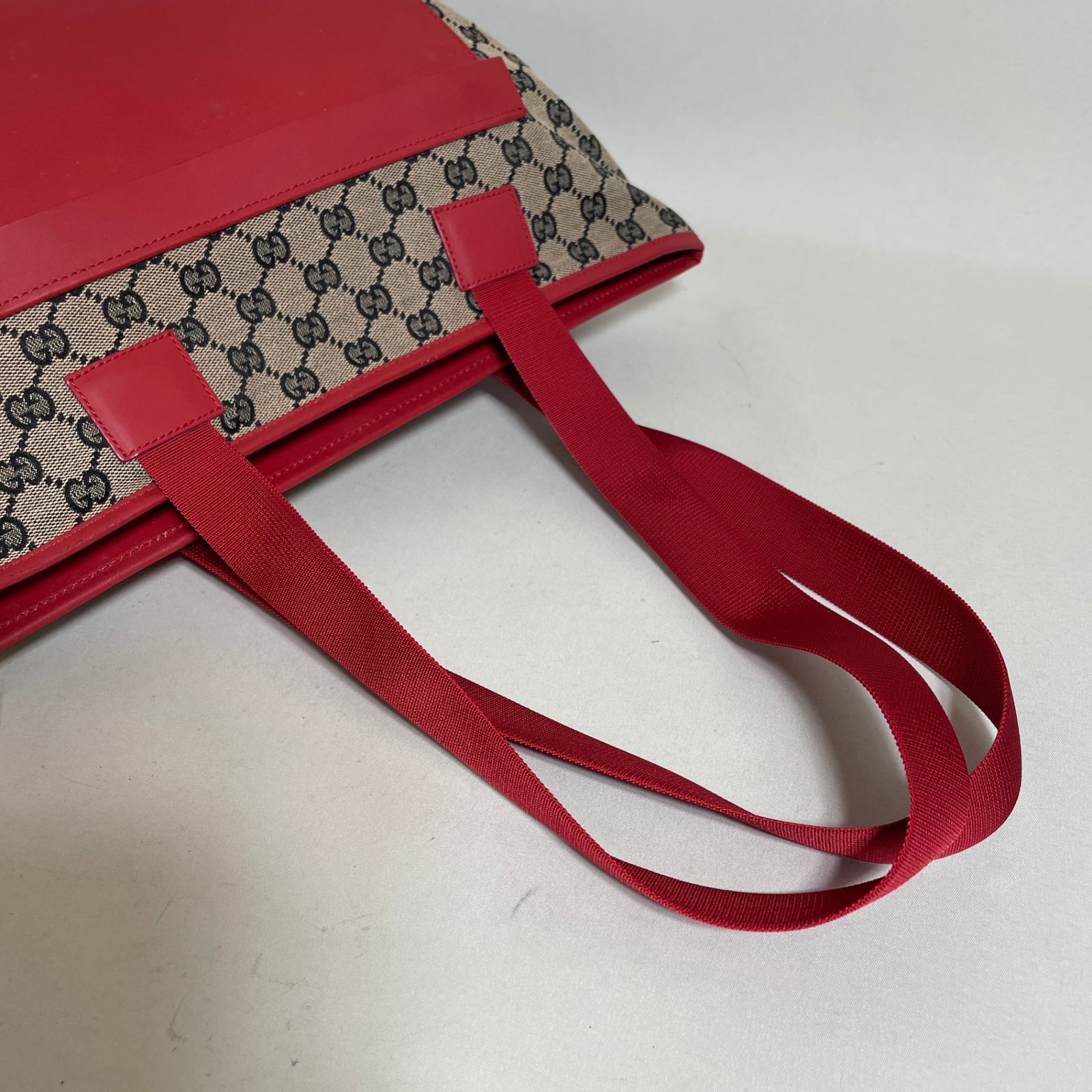2605-308｜美品｜グッチ GGキャンバス トートバッグ レッド - メルカリ
