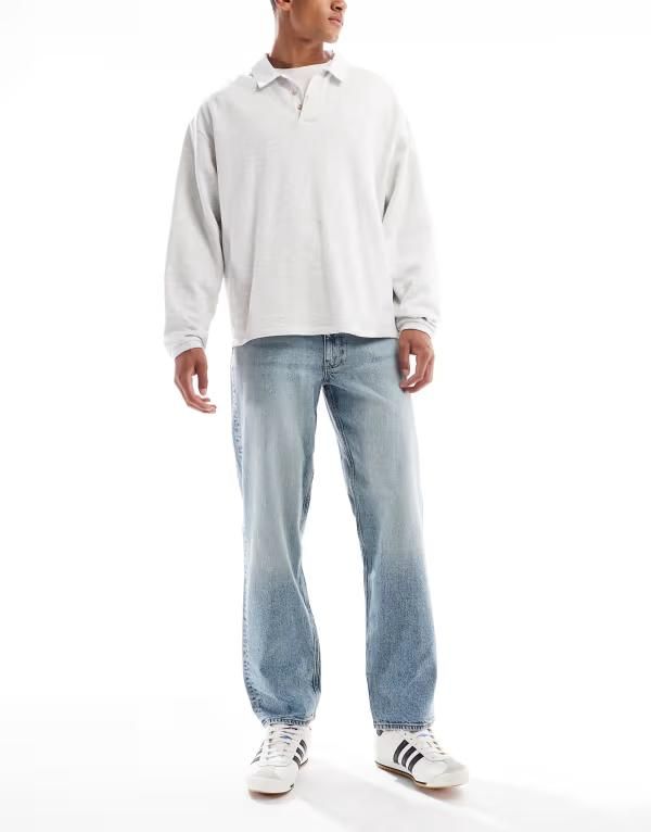 エイソス メンズ ボトムス デニムパンツ ジーンズ ASOS DESIGN straight fit jeans in light wash LIGHT WASH BLUE ブルー
