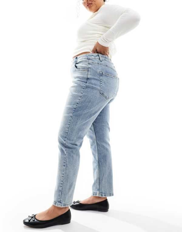 エイソス レディース ボトムス デニムパンツ ジーンズ ASOS Curve ASOS DESIGN Curve slim mom jeans in mid MID BLUE ブルー