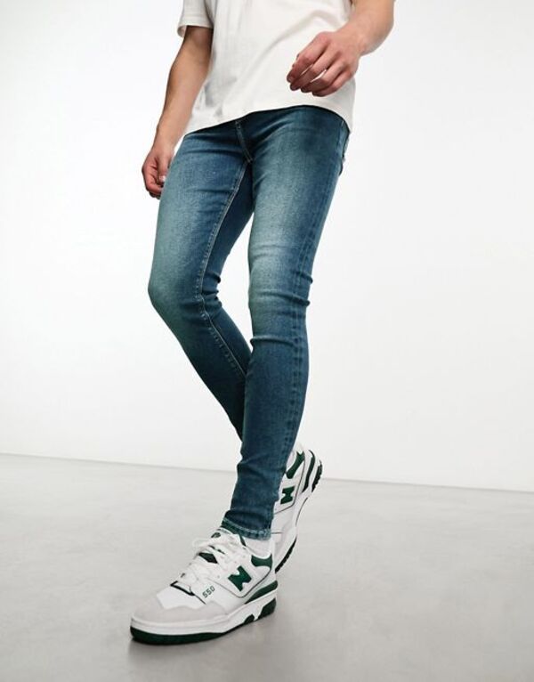 エイソス メンズ ボトムス デニムパンツ ジーンズ ASOS DESIGN power stretch jeans in dark wash DARK WASH BLUE ブルー 11,346円
