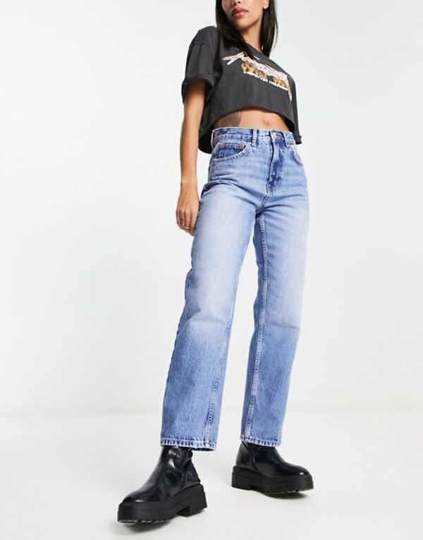 オンリー レディース ボトムス デニムパンツ ストレート ジーンズ Only Robyn high waisted straight leg jeans in mid Medium blue deni