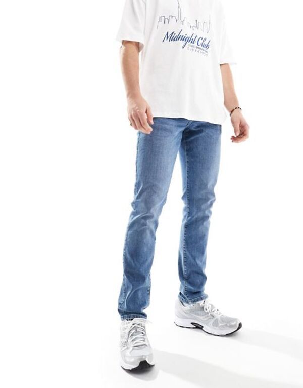 オンリーアンドサンズ メンズ ボトムス デニムパンツ スリムフィット ジーンズ Only Sons Loom slim fit jeans in mid wash Medium blue denim