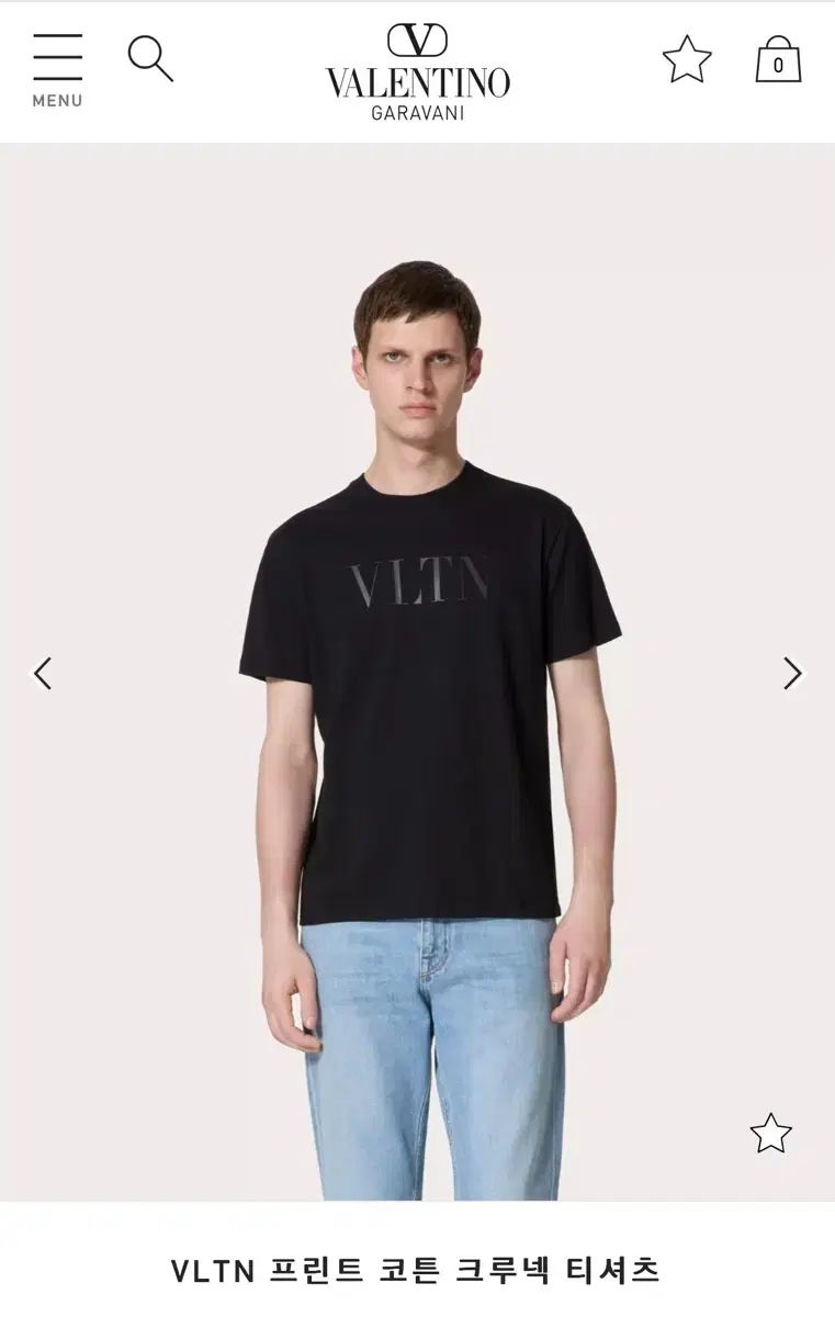 ヴァレンティノ VLTN プリント コットン クルーネック Tシャツ ブラック